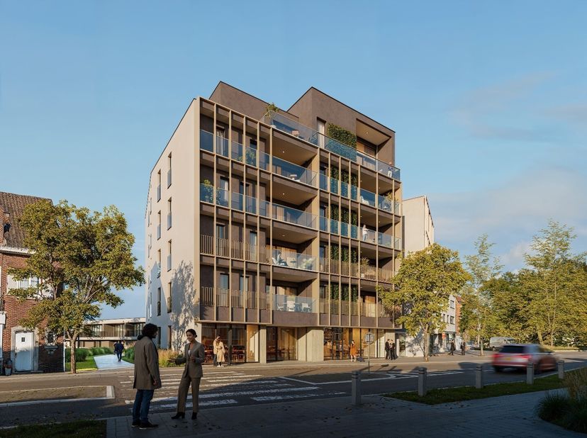 Res. Rongese-Park - Comm. ruimte C 0.01: Casco ruimte op de gelijkvloerse verdieping met een opp. van 218,68 m² + 26,42 m² terras, met een gevelbreedt
