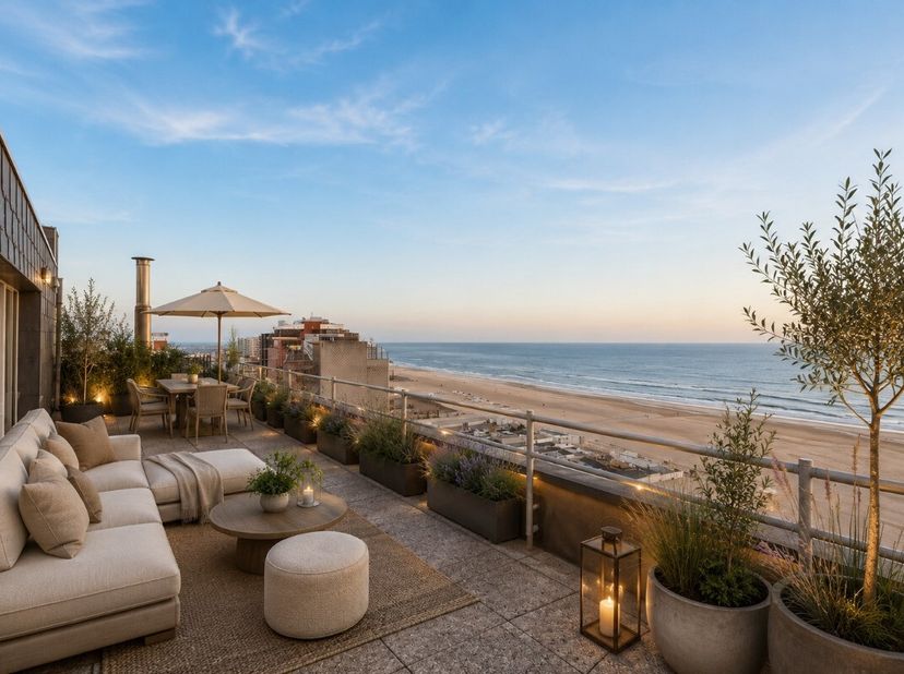 Blankenberge: Penthouse met prachtig zeezicht en ruime terrassen te koop! Op een absolute toplocatie aan de Zeedijk, in de stijlvolle residentie Cécil