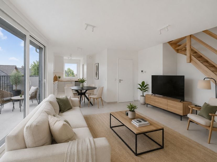 Op een uiterst vlotte locatie, vlak bij het station van Evergem, bevindt zich dit mooie en energiezuinige nieuwbouwappartement op de derde verdieping