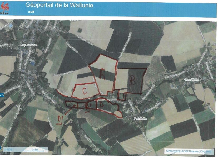 Uniek geheel van 73,11 ha landbouwgrond te Petit-Hallet (Orp-Jauche).<br />
Bestaande uit verschillende aaneengesloten blokken.<br />
Blok A heeft e