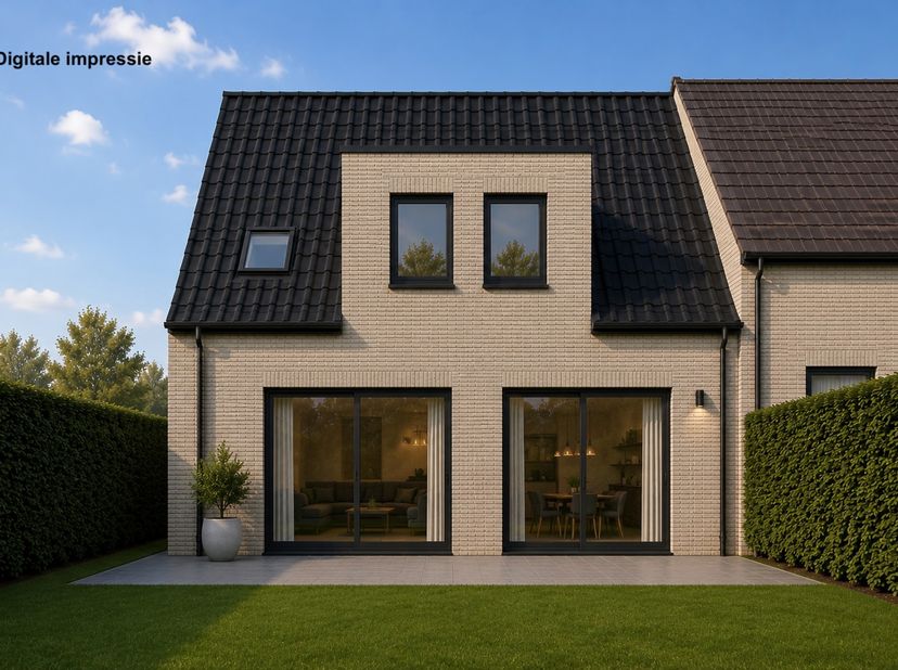 In het rustige en residentiële Kloosterpark te Dilsen-Stokkem wordt deze moderne halfopen nieuwbouwwoning gerealiseerd op een perceel van 3a 60ca. De