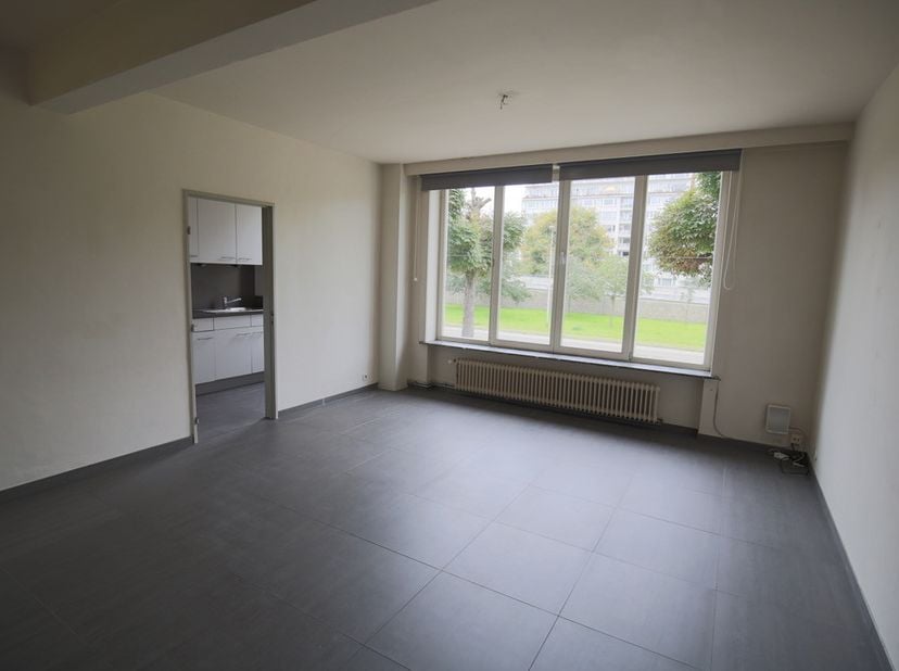 Slechts één appartement per verdiep.<br />
<br />
Gelegen op het eerste verdiep met zicht op Zuid-park.<br />
<br />
Woonkamer en keuken met veel lich