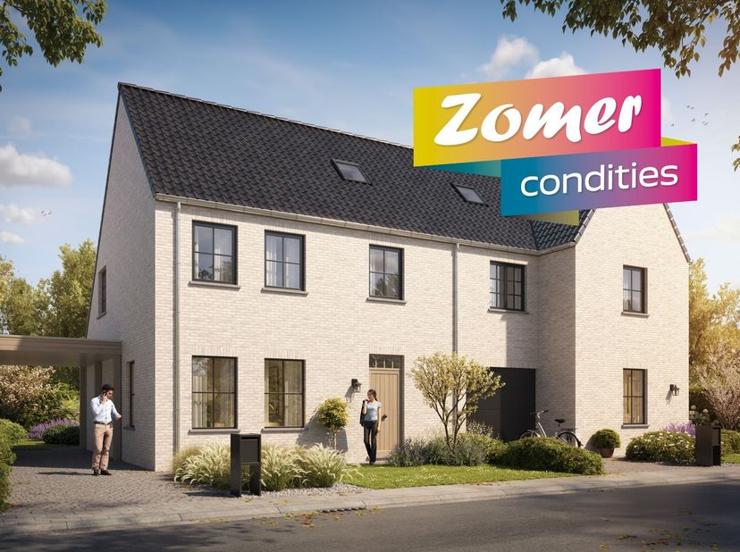Lot 43 is een halfopen bebouwing in de klassieke stijl.<br />
<br />
GELIJKVLOERS : inkom, wc, zeer ruime living (35 m²) met open keuken en ruime berg