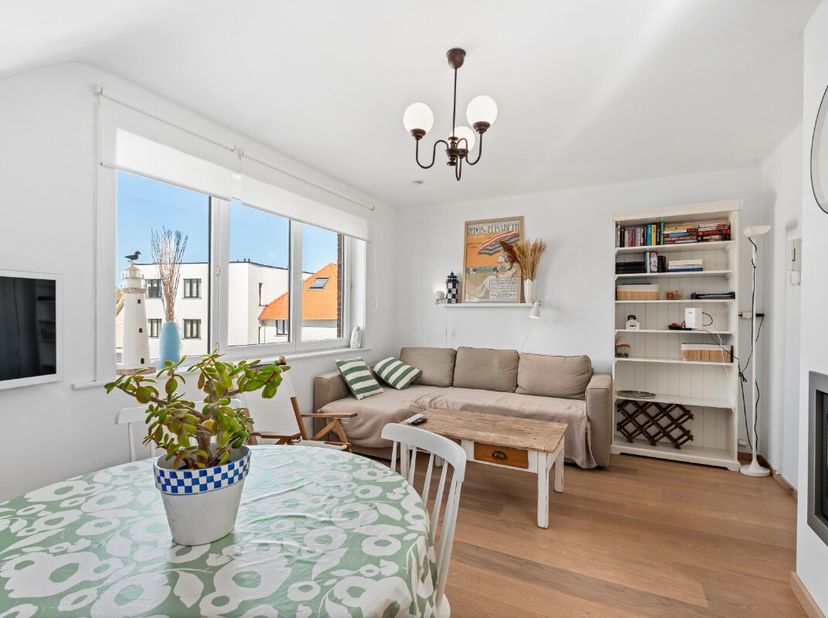 Charmant appartement situé dans un quartier de villas calme à Saint-Idesbald, à proximité du centre et dun environnement verdoyant. Cet appartement ré