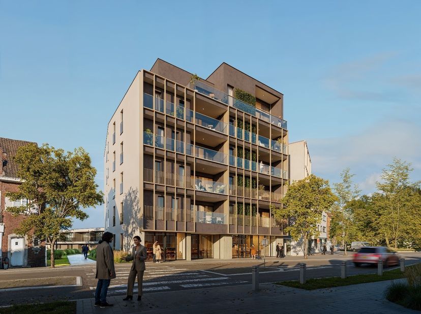Res. Rongese-Park - Comm. ruimte C 0.01: Casco ruimte op de gelijkvloerse verdieping met een opp. van 218,68 m² + 26,42 m² terras, met een gevelbreedt
