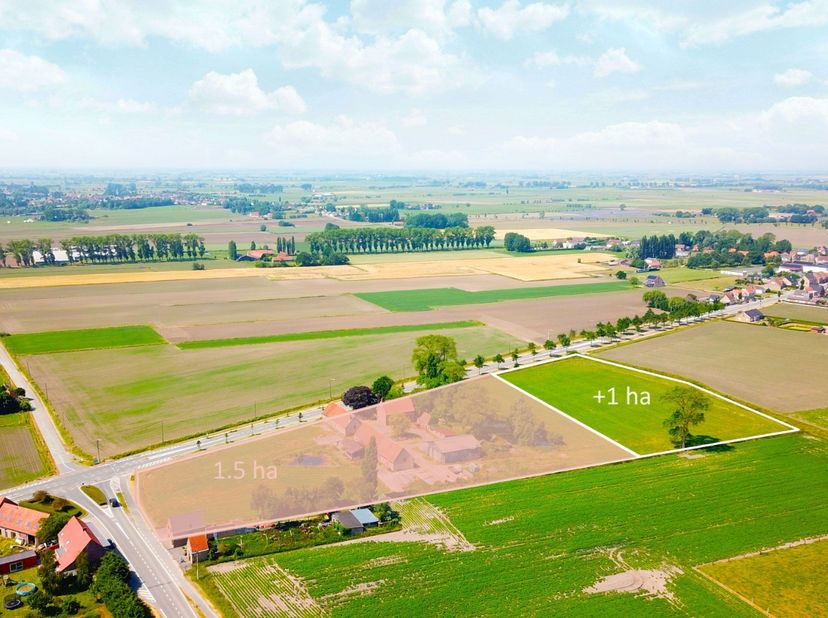 Ter hoogte van de Lappersfortstraat te Leke, nabij Diksmuide, bieden we u dit perceel landbouwgrond (weiland) aan met een exacte oppervlakte van 1ha 0