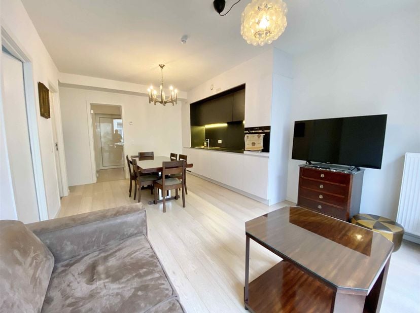 Beschrijving: Gelegen in het stadscentrum, in de buurt van de Antoine Dansaertstraat en Les Halles St Gery, een gemeubileerd appartement met 1 slaapka
