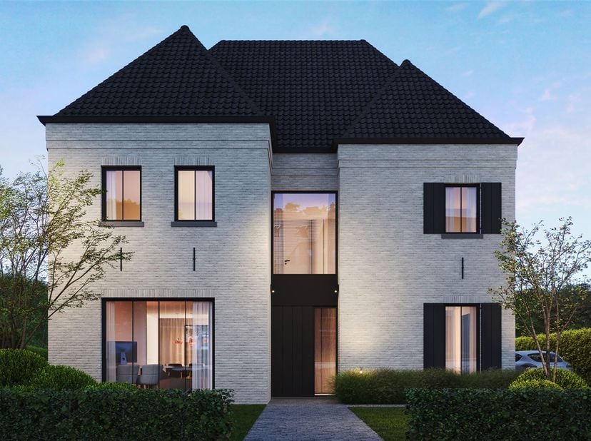 Nieuwbouwvilla (open bebouwing) met stijlvolle architectuur en zicht op groen in Alken.<br />
Omgeving<br />
Gelegen in Alken, een rustige en groene g