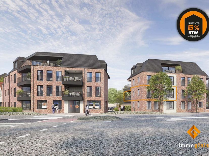 Dit appartement (eerste verdieping) van 95 m² met twee slaapkamers is voorzien van een overdekt terras van 14,47 m² gericht op het zuidwesten. <br />