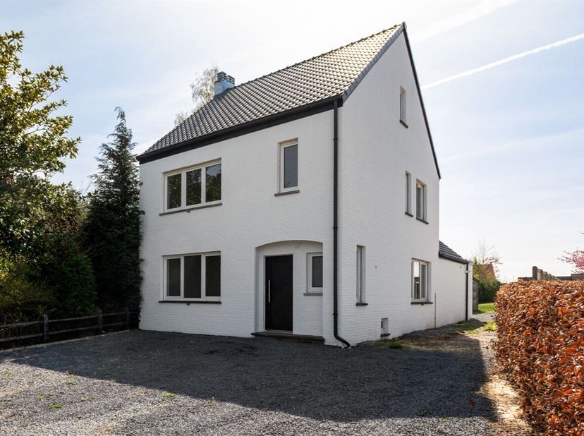 Volledig gerenoveerde woning op circa 1.254m².<br />
We betreden de woning via de inkomhal met gastentoilet.  Verder volgt de woonkamer. De woonkamer