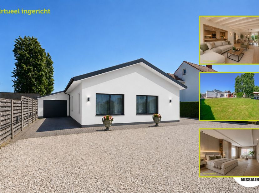 Deze gelijkvloerse bungalow in Wingene is een ruime woonst met zo'n 210m2 bewoonbare oppervlakte op een perceel van 781m2. Ze is gelegen te Wildenburg