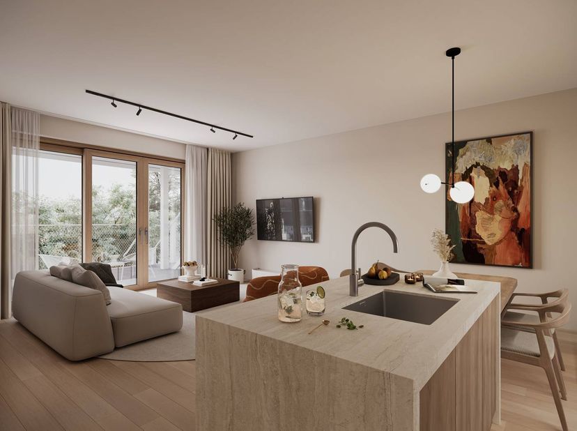 Ontdek dit exclusieve nieuwbouwappartement van 66 m² met een terras van 6 m², gelegen in het kleinschalige project Brusselskaai. Wonen aan de iconisch