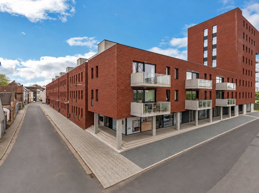 U betreedt het appartement via de inkomhal met vestiaire en gastentoilet.<br />
<br />
De lichtrijke leefruimte met open keuken geeft uit op het terra