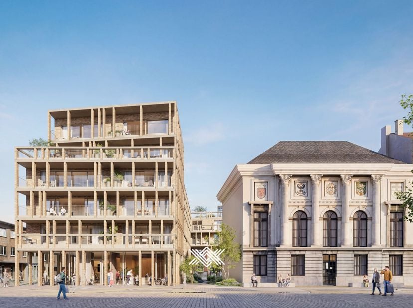 Dit éénslaapkamerappartement van 69,6 m² is gelegen op het tweede verdiep en de indeling is als volgt: een inkomhal met plaats voor een vestiairekast,