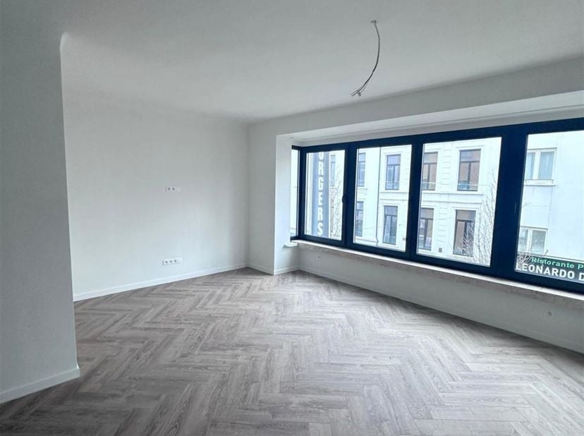 Gerenoveerd appartement ( 115m² ) met 2 slaapkamers, bureau en terras vlakbij het Centraal station van Antwerpen.<br />
<br />
We betreden de woonst