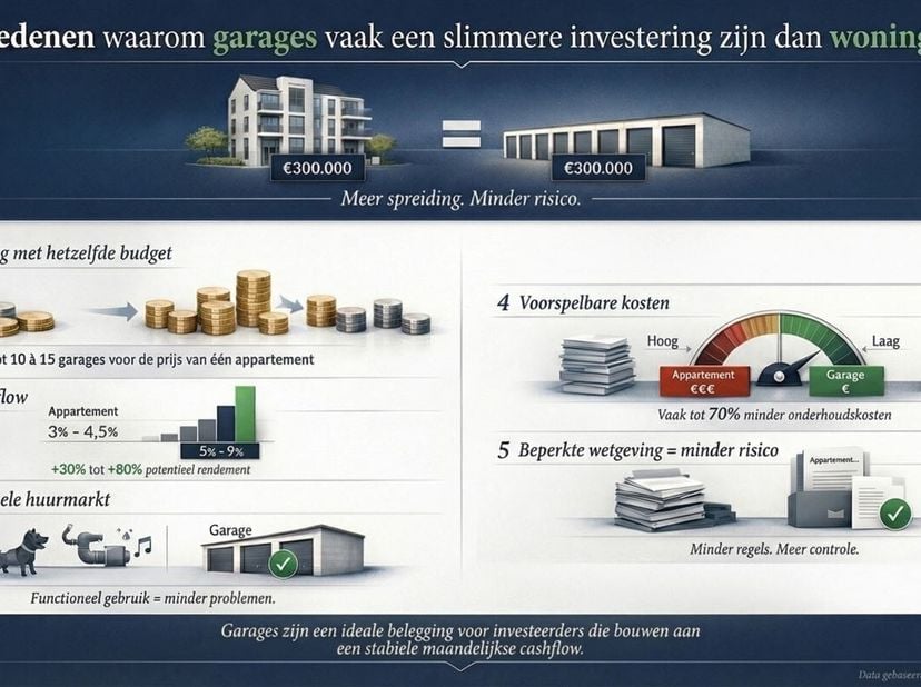 In Machelen bieden wij deze interessante opbrengsteigendom aan, bestaande uit 5 verhuurde garageboxen (beschikbaar zowel individueel als in lot). Een