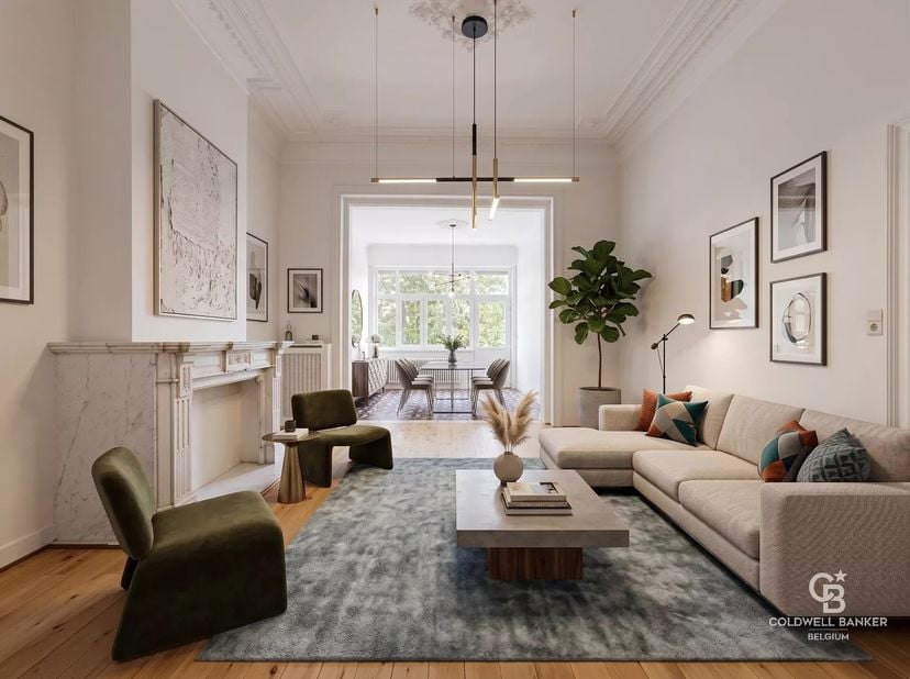 Maison de Maître NON MEUBLÉE d'une surface de +- 285 m² composée comme suit:<br />
Au rez-de-chaussée : hall dentrée avec vestiaire et WC, living (+-