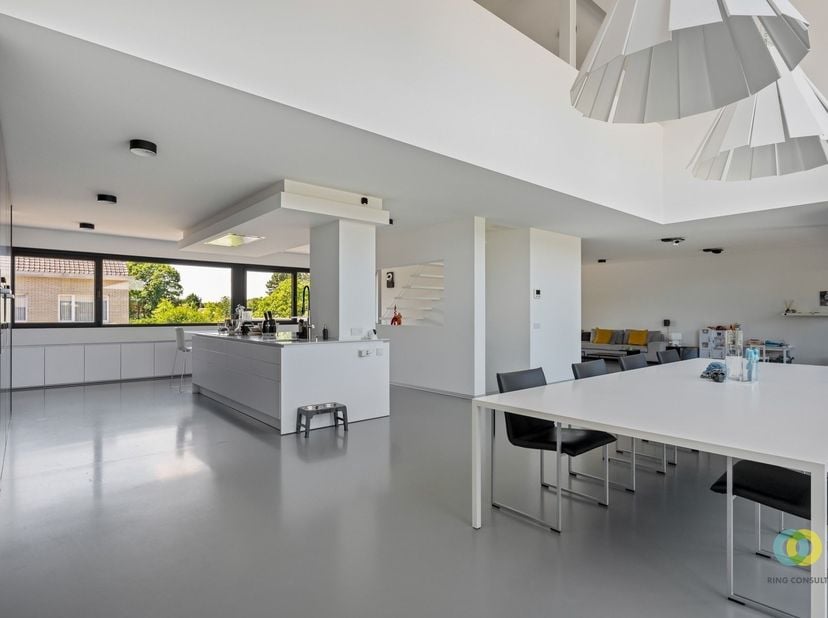 Op een uitstekende locatie, vlak bij de verbindingsweg tussen Aalst en Brussel, bevindt zich deze indrukwekkende, moderne woning. Dankzij haar doordac