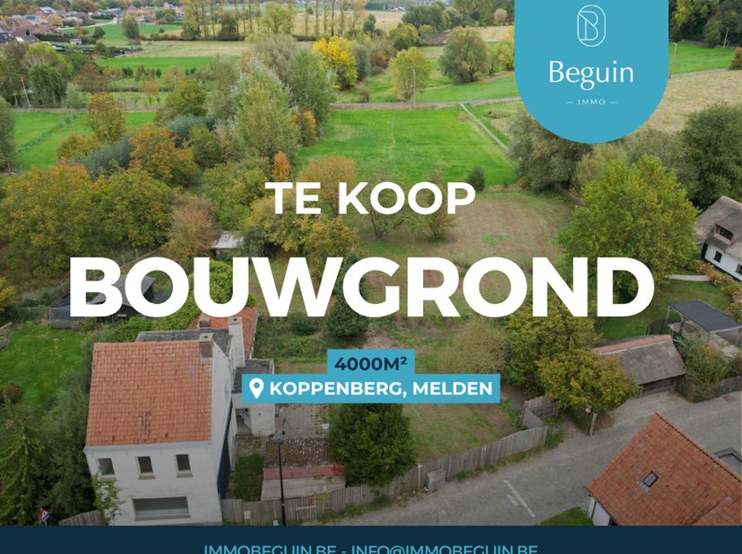 Uniek gelegen bouwgrond (af te breken woning) van 4000m2, aan de voet van de Koppenberg. Prachtige zichten rondom. Deze bouwgrond is een unieke kans v