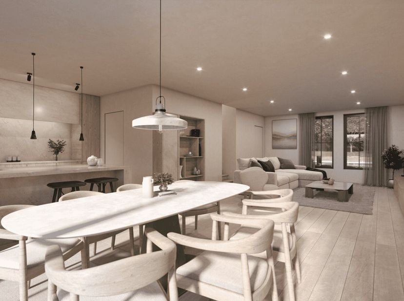 WONING 5: Stijlvolle half-open bebouwing met een woonopp. van 197,55 m² + terras 22,80m² + inpandige garage gelegen op een perceel van 6a95ca, met een