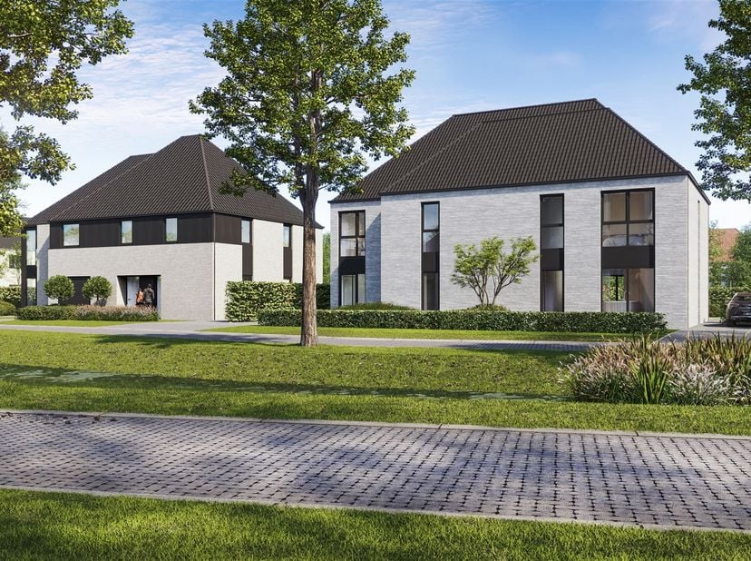 Halfopen energieneutrale parkvilla (200m²) op knap perceel van 3a80ca<br />
- Prijzen vanaf €495.000 (excl. kosten) - <br />
Discreet gelegen achter d