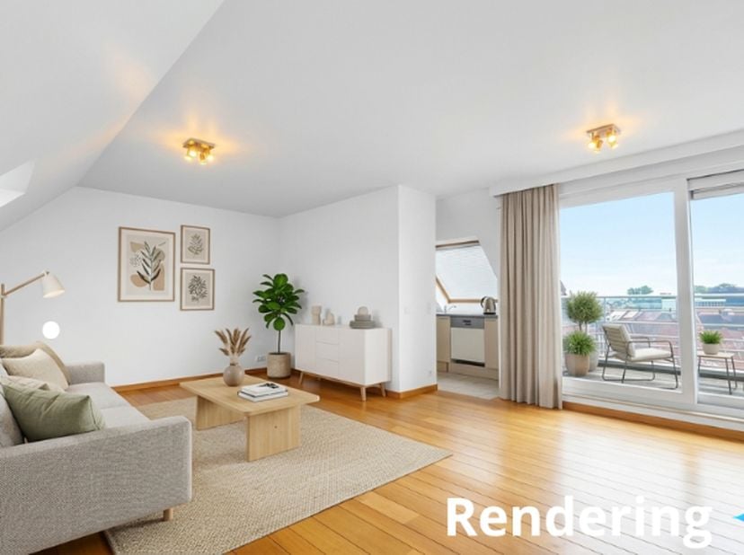 Prachtig Dakappartement met 2 slaapkamers en zuidgericht TERRAS op een uitstekende ligging nabij het centrum van Roeselare.<br />
Centraal gelegen dic