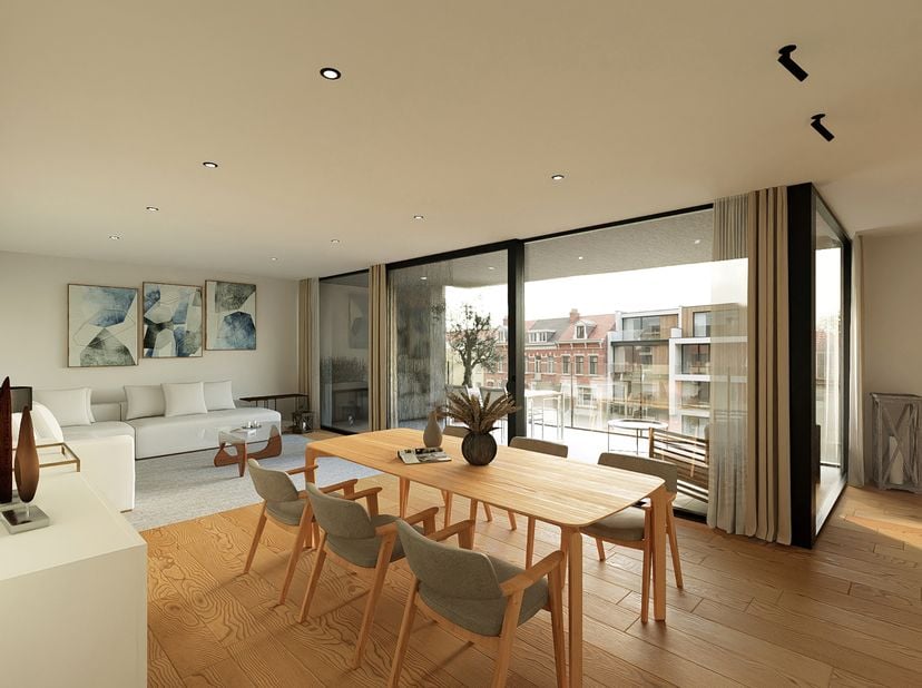 Appartement au 3ème situé sur la place de Rekkem.<br />
À la frontière franco-belge, ce village paisible séduit par son équilibre idéal entre tranquil