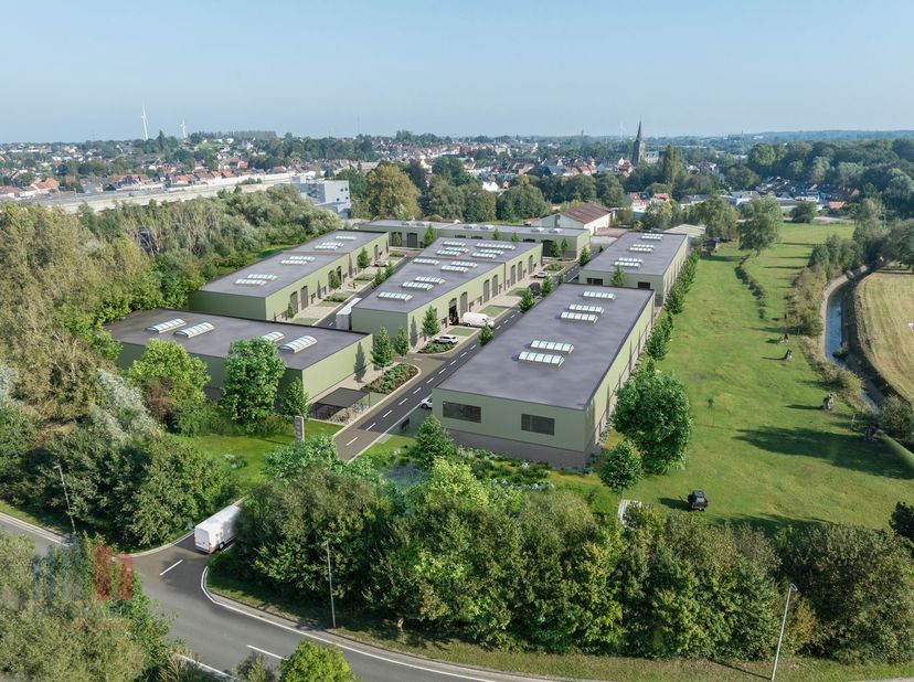 Nieuwbouw KMO-unit van 576 m² met 126 m² mezzanine te koop, de unit maakt deel uit van het&amp;nbsp;nieuwbouwproject De Stokerij: een duurzame en strategi