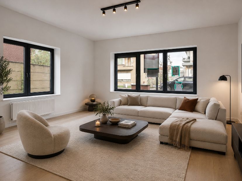 In een kleinschalige residentie met slechts drie appartementen bevindt zich dit bijzonder lichtrijke appartement op de gelijkvloerse verdieping. Dankz