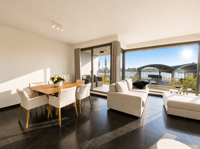 Dit appartement van ca 100 m² bevindt zich op de tweede verdieping van residentie ‘Liberty’. Een nieuwbouwrealisatie die meteen in het oog springt op