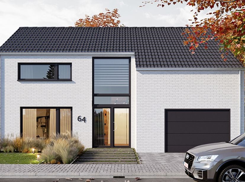 Deze zéér energiezuinige nieuwbouwwoning met energiepeil cat A+ kan voor u gebouwd worden volgens de meest energiezuinige norm dankzij warmtepomp (luc
