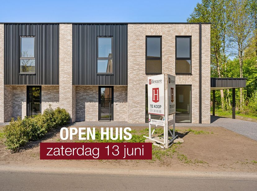Open huis op zaterdag 13/06/2026 tussen 10u en 14u.<br />
In het rustige hart van Opitter, midden in het GrensPark Kempenbroek en aan de oever van de