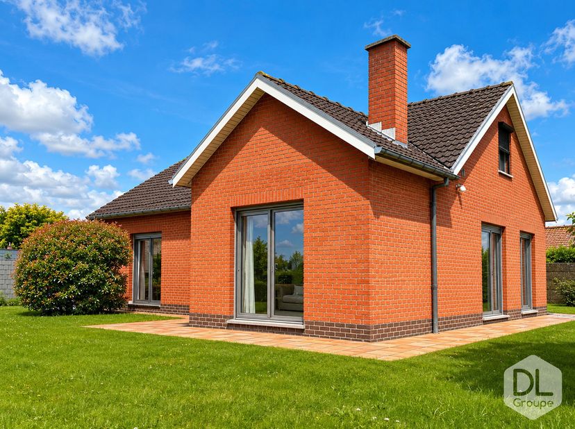 Op het gelijkvloers bestaat deze woning uit een uitnodigende inkomhal (+/- 14,1 m²), een lichtrijke leefruimte (+/- 31,2 m²), een ingerichte keuken va