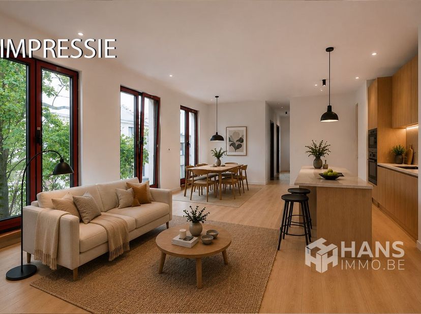 Appartement neuf (81 m²) avec 2 chambres et une terrasse orientée sud (6 m²) à Anvers (2020).<br />
<br />
Le bien est situé à l'angle de deux rues