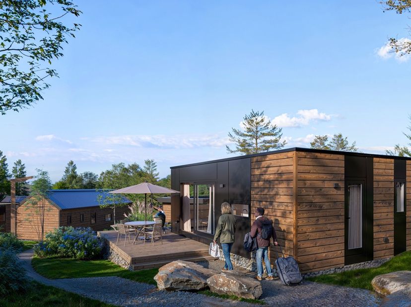 Ontdek de Adria Lodge 6, een ruime en praktisch ingedeelde vakantiewoning voor maximaal zes personen binnen het toekomstige Resort Papillon Rochefort.