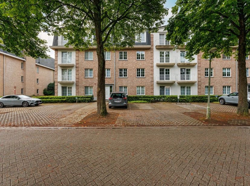 Ruim appartement met groot terras op aangename ligging.<br />
<br />
Indeling van het appartement:<br />
Inkomhal met vestiaire, tegels, +/- 12 m².<br
