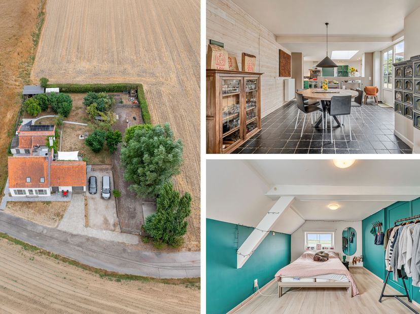 Deze charmante woning is gelegen midden de velden en nabij het kunstdorp Watou. Het perceel kent een oppervlakte van 1.600 m² en geniet van prachtige