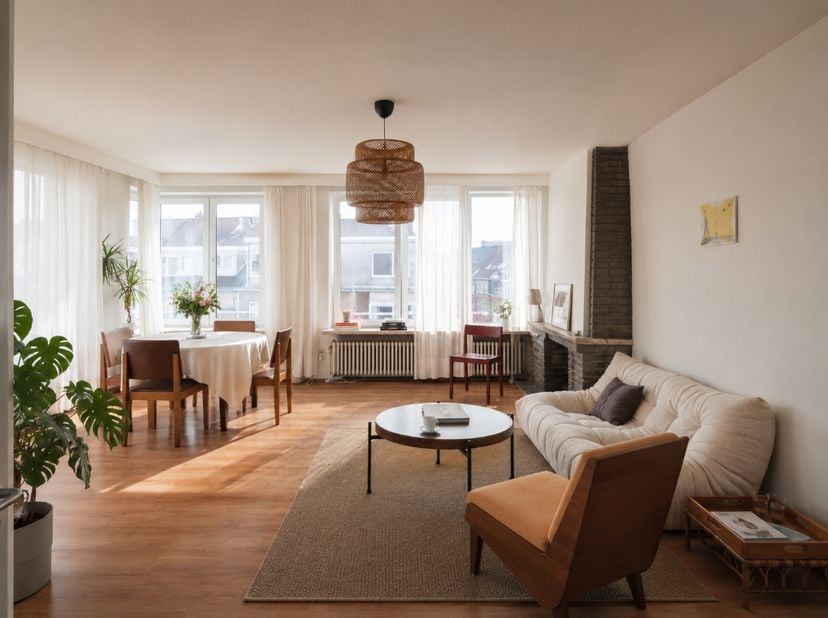 Stijlvol tweeslaapkamerappartement in de Sportstraat, met terras en warm mid-century karakter.<br />
<br />
Voor meer informatie, mail naar info@carlo