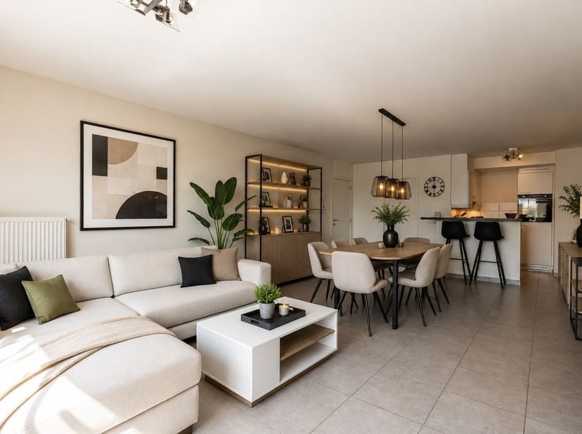 Ligging<br />
In het centrum van Zeveneken bevindt zich dit recent gebouwde en instapklare appartement. Dankzij de strategische ligging langs de N70 g