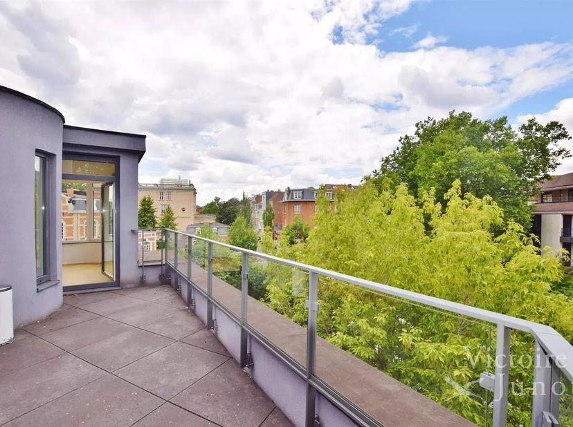 Chant d'Oiseau : duplex-penthouse nabij Montgomery genietend van prachtige zichten op de Vogelzang-wijk. Dit aangenaam appartement van 195 m² is geleg