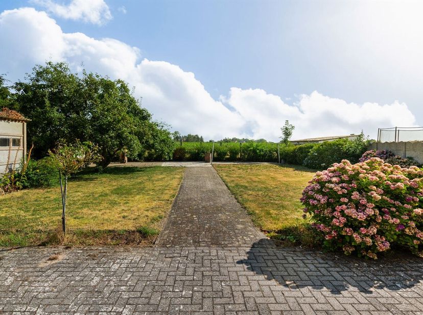 Omschrijving:<br />
Gelijkvloers:<br />
Via de inkomhal betreden we de woning, die toegang biedt tot de lichtrijke leefruimte. Deze bestaat uit een ge