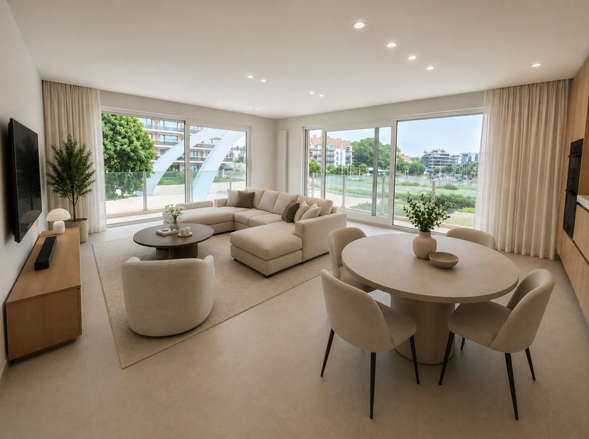 Magnifique appartement de coin (104m²) avec une situation centrale sur l'Esplanade à La Panne. L'appartement se trouve au 1ière étage de la résidence