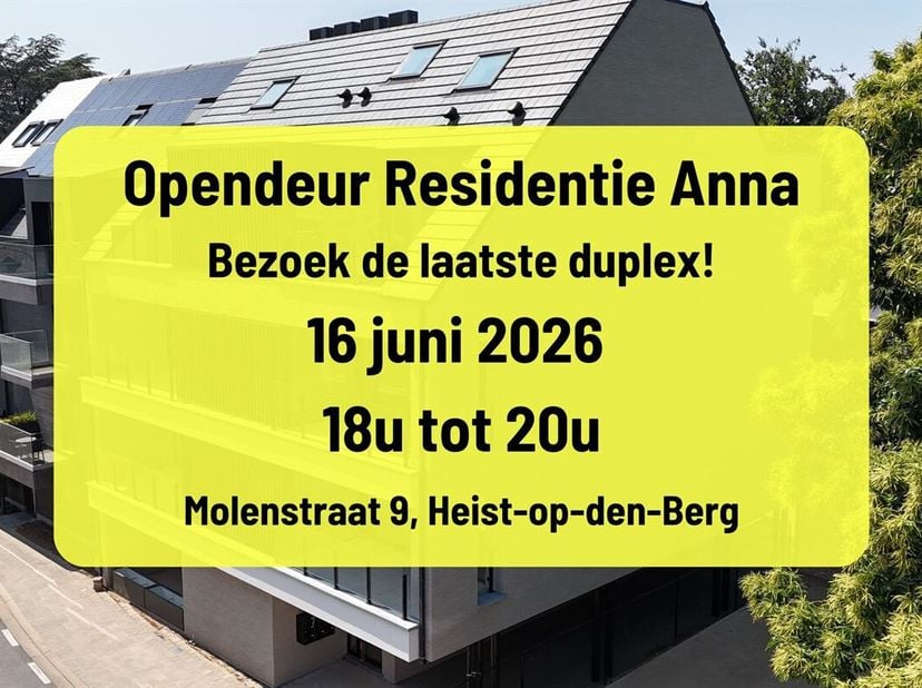 Dinsdag 16 juni opendeur tussen 18u en 20u. Kom vrijblijvend langs en bezoek de laatste afgewerkte duplex. Geen inschrijving nodig.<br />
Prachtig BEN