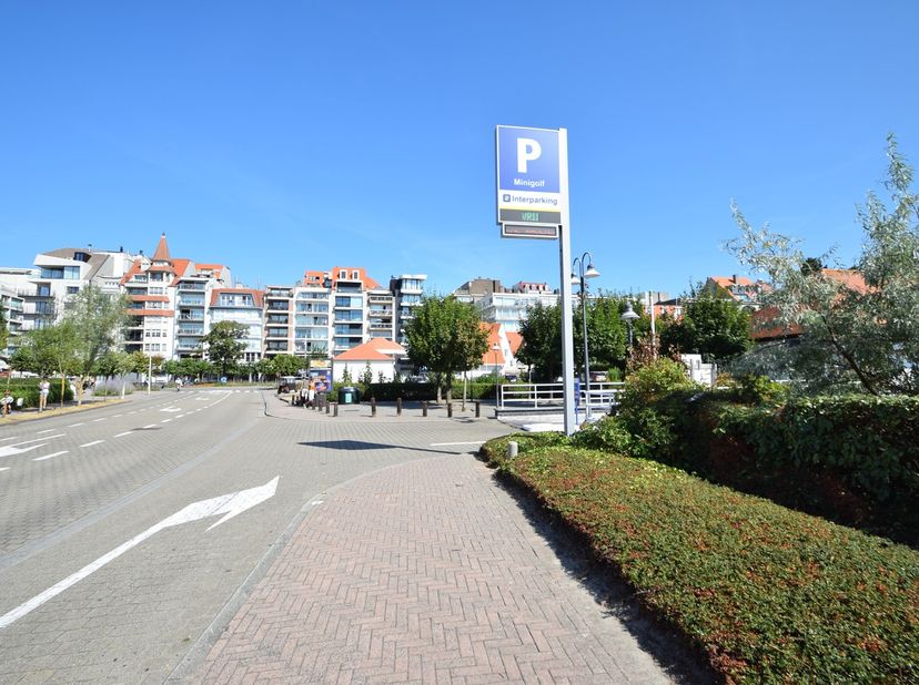 Te huur: Ruime gesloten garagebox voor twee wagens op niveau -1, 11m60 diep, vlakbij de Kustlaan aan de minigolf in het Zoute.&amp;nbsp;Elektrische poort