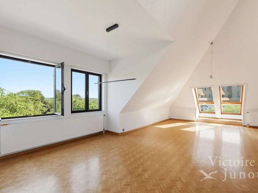 Brugmannpark, gelegen binnen een groene mede-eigendom, prachtig appartement op de bovenste verdieping van een standingvol gebouw, omgeven door een pri
