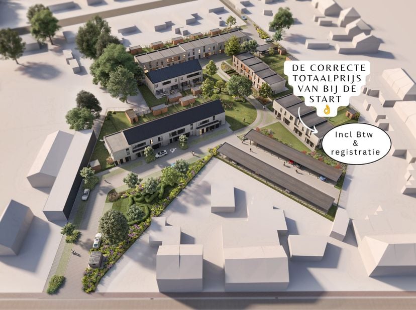 325.000 € voor een sleutel-op-de-deur BEN-nieuwbouwwoning met 3 slaapkamers inclusief parkeerplaats, grond, notariskosten, registratierechten, btw, ar
