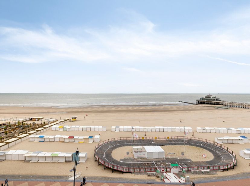 Blankenberge: Instapklaar appartement met 1 slaapkamer en zonnig terras te koop op de Zeedijk Op de 7e verdieping van residentie "Les Algues" op de Ze