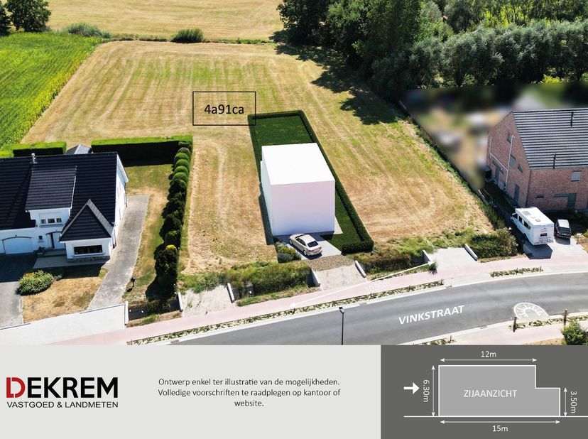 Mooi perceel bouwgrond voor halfopen bebouwing met prachtig open zicht op achterliggend agrarisch gebied. Het perceel ligt langsheen de recent vernieu