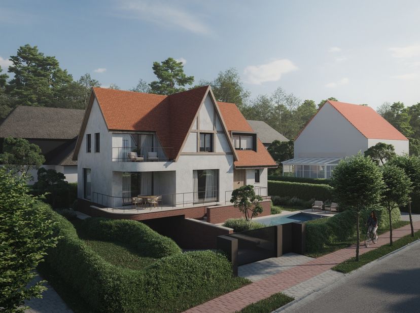 Aan de prestigieuze Magere Schorre, pal grenzend aan de Royal Zoute Golf Club, bevindt zich deze uitzonderlijke designvilla waar hedendaagse architect