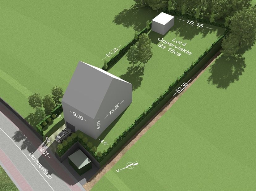 Deze mooie bouwgrond (open bebouwing) is gelegen in de dorpskern en grenst aan de voet van de groene long van Leuven. Het perceel meet 9a16ca (lot 4)